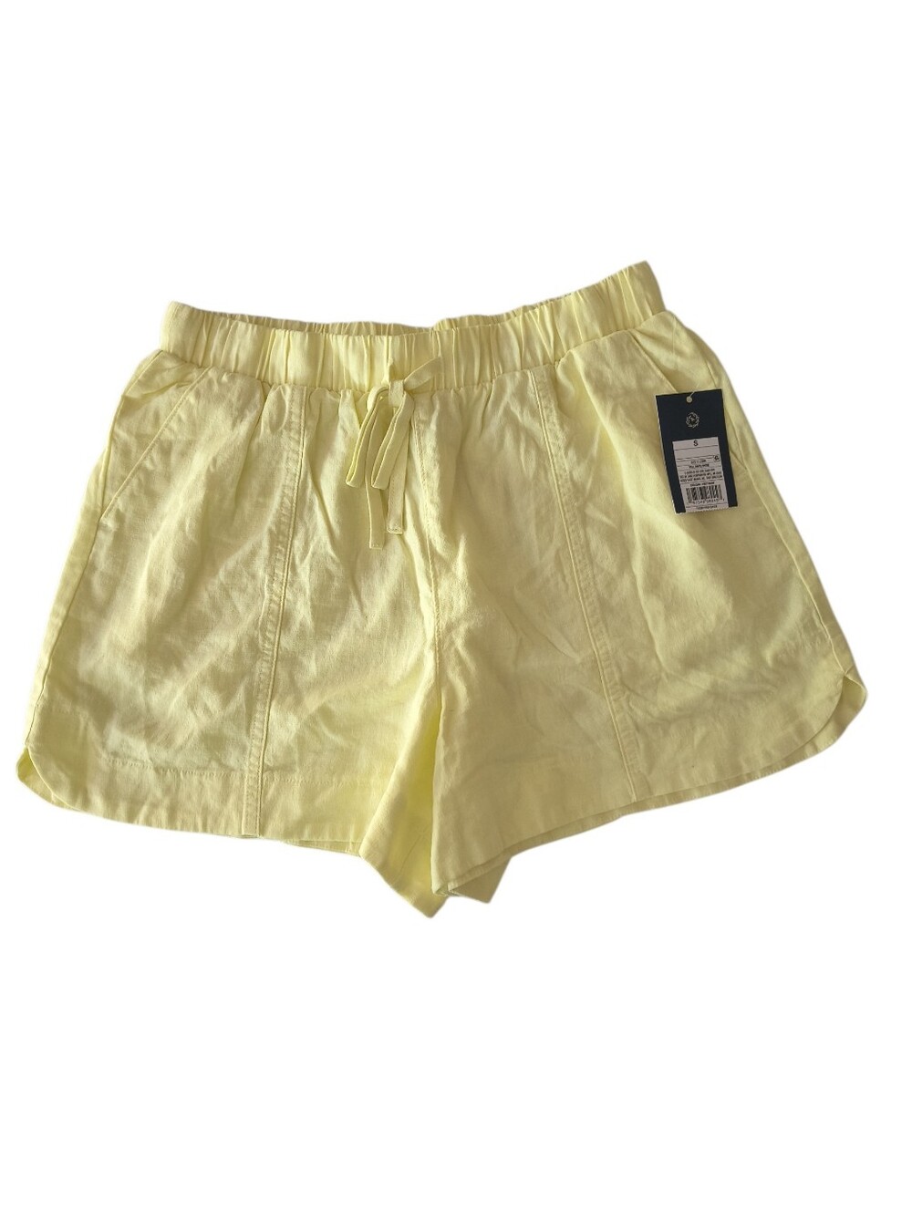 NWT Universal Thread Light Yellow Drawstring Linen-Blend Pull On Shorts Size S
